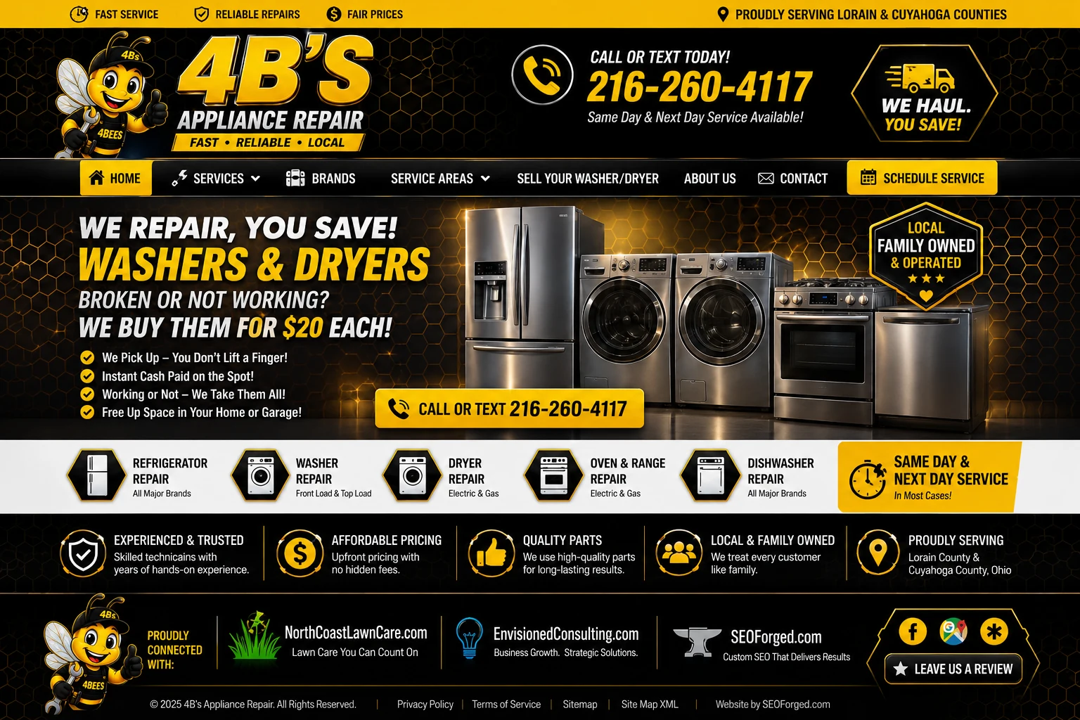 4Bees Appliance Repair 2026 service overview with current phone number